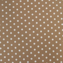 Tissu popeline coton motif Pois blancs fond Taupe - OEKO TEX