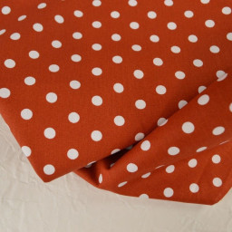 Tissu popeline coton motif Pois blancs fond Terracotta - OEKO TEX