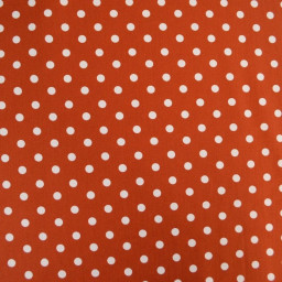 Tissu popeline coton motif Pois blancs fond Terracotta - OEKO TEX