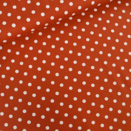 Tissu popeline coton motif Pois blancs fond Terracotta - OEKO TEX