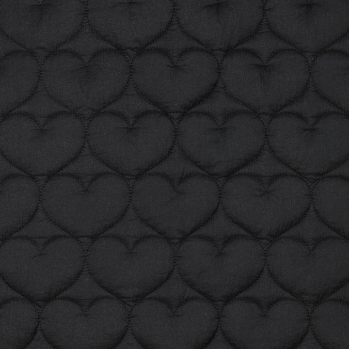 Tissu matelassé Coeurs irisé fond noir