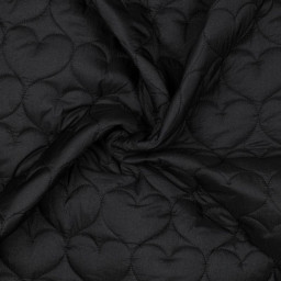 Tissu matelassé Coeurs irisé fond noir