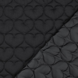 Tissu matelassé Coeurs irisé fond noir