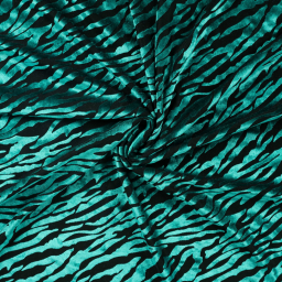 Tissu Velours dévoré zèbre - Pétrole