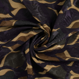 Tissu satin de viscose motif abstrait – Chocolat