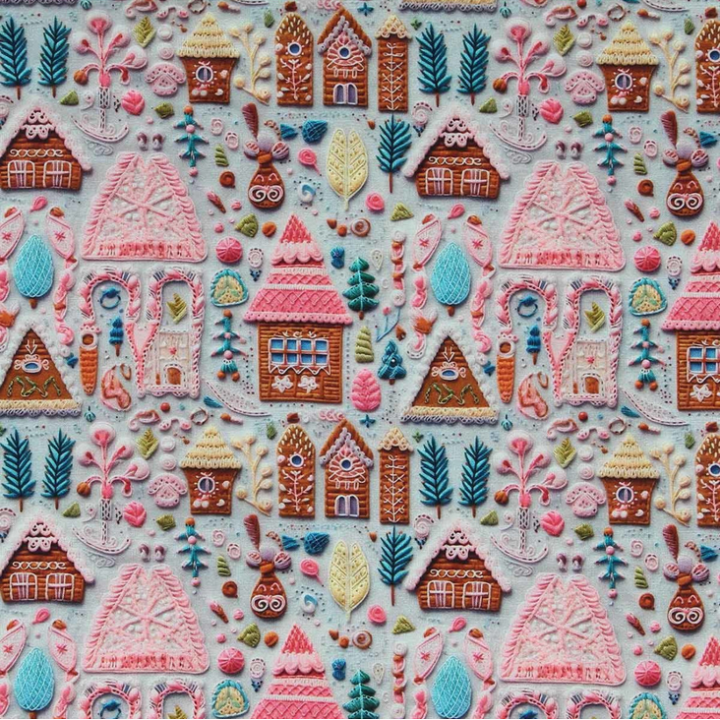 Tissu coton Hancel motifs maison en pain d'epice - Oeko tex