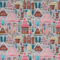 Tissu coton Hancel motifs maison en pain d'epice - Oeko tex