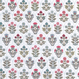 Tissu cretonne coton Saphir motifs fleurs - oeko tex