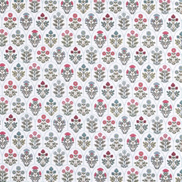 Tissu cretonne coton Saphir motifs fleurs - OEKO TEX