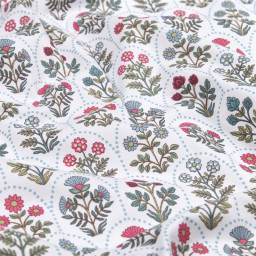 Tissu cretonne coton Saphir motifs fleurs - OEKO TEX