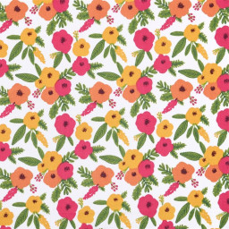 Tissu cretonne coton Isaure motifs fleurs - oeko tex