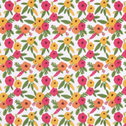 Tissu cretonne coton Isaure motifs fleurs - OEKO TEX