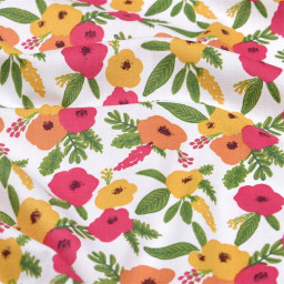 Tissu cretonne coton Isaure motifs fleurs - OEKO TEX