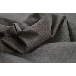 Tissu popeline coton uni tissé teint chambray coloris Noir x1m