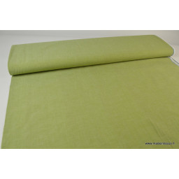Tissu popeline coton uni tissé teint chambray coloris Fenouil x1m