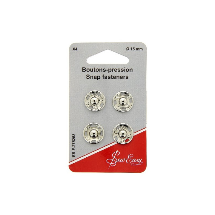 Boutons pressions à coudre 15mm - argent