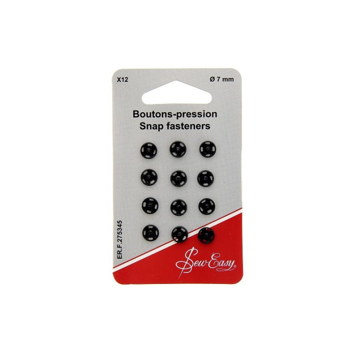 Boutons pressions à coudre 12mm - Noir