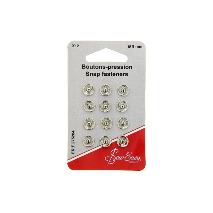 Boutons pressions à coudre 9mm - argent