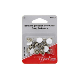 Bouton pressions métal Blanc 11mm - pour tissus légers