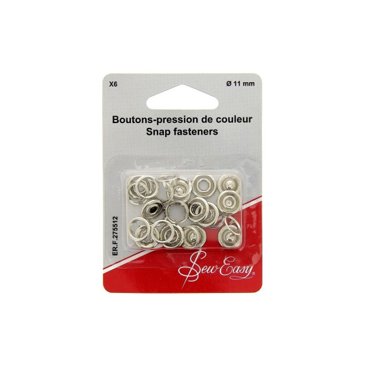 Boutons-pression argent à griffes argent Ø 11 mm – Lot de 6