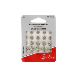 Assortiment boutons pressions à coudre 6-11 mm - argent