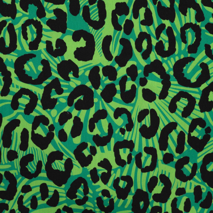 Tissu Sweat French Terry léopard fond Vert