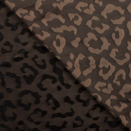 Tissu viscose jacquard motif léopard chocolat