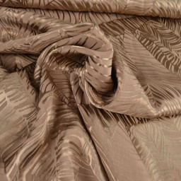 Tissu satin de viscose motif exotique fond taupe
