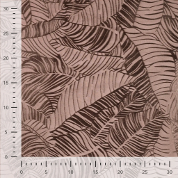 Tissu satin de viscose motif exotique fond taupe