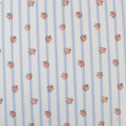 Tissu Batifolle en coton motif fleurs et rayures fond blanc - OEKO TEX