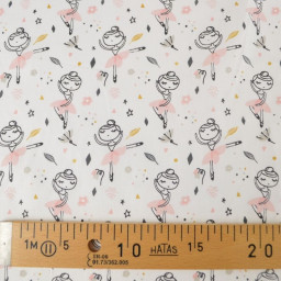 Tissu coton Isadora motif denseuse fond blanc
