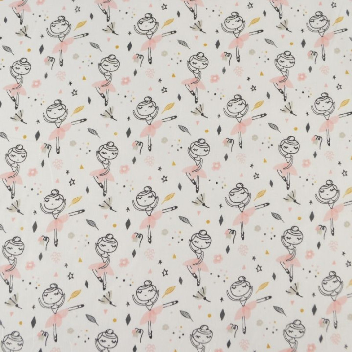 Tissu coton Isadora motif denseuse fond blanc