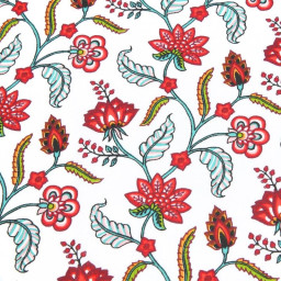 Tissu cretonne coton Persane motifs fleurs - OEKO TEX