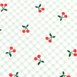 Tissu coton Cherries motif cerises fond vichy vert