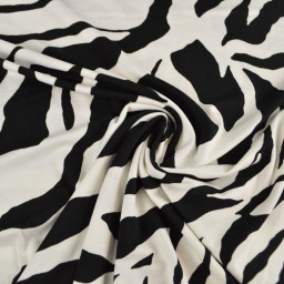 Tissu Jersey de Viscose zébré noir et blanc