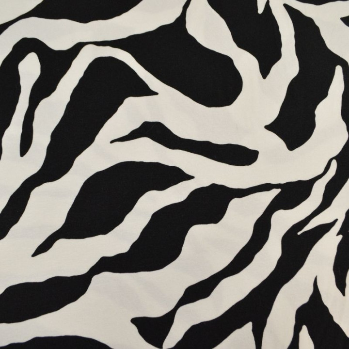 Tissu Jersey de Viscose zebré noir et blanc