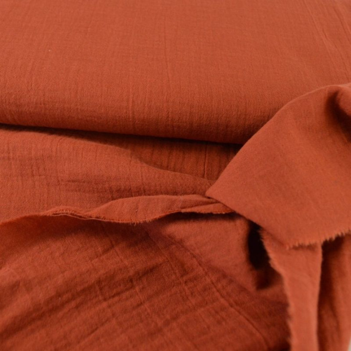 Tissu Double gaze coton coloris Mars - oeko tex