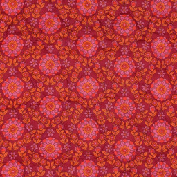 Voile de coton matelassée motif fleurs et rayures rose et bordeaux