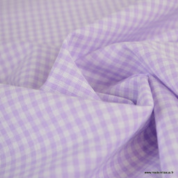 Tissu vichy petits carreaux en Lilas - OEKO TEX