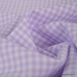 Tissu vichy petits carreaux en Lilas - OEKO TEX