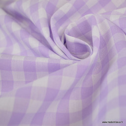 Tissu vichy grands carreaux sur Popeline Lilas - OEKO TEX