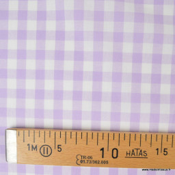 Tissu vichy grands carreaux sur Popeline Lilas - OEKO TEX