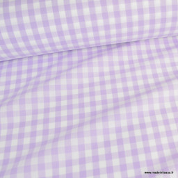 Tissu vichy grands carreaux sur Popeline Lilas - oeko tex