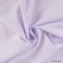 Tissu coton chambray à rayures - Lilas - OEKO TEX