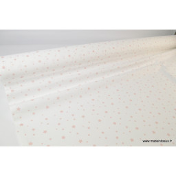 Tissu Coton oeko tex imprimé étoiles roses fond blanc