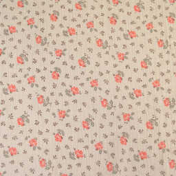 Tissu double gaze de coton Olympe fleurs rose fond latté