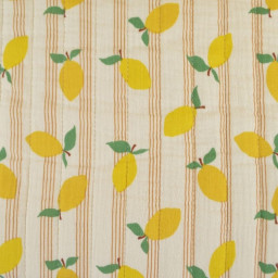 Tissu double gaze matelassé Lime motif citrons