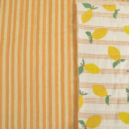 Tissu double gaze matelassé Lime motif citrons