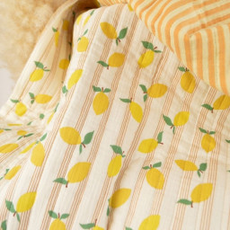 Tissu double gaze matelassé Lime motif citrons