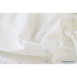 Tissu Coton oeko tex imprimé étoiles ciel fond blanc au mètre